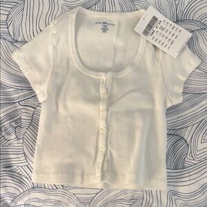 Brandy Melville White Button-Up Kids T Shirt